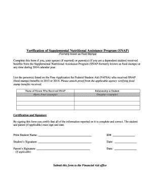 SNAP Verification Form