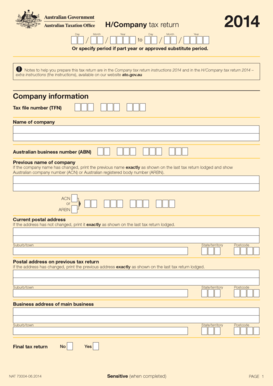 Australian Company Tax Return 2014