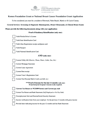 Florida Breast Cancer Screening Grant Application