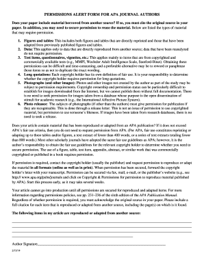Permissions Alert Form for APA Journal Authors