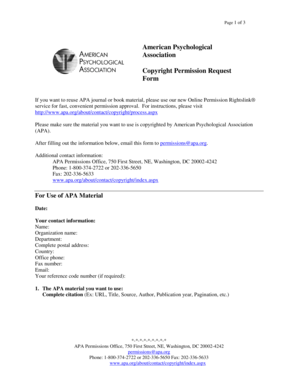 American Psychological Association Copyright Permission Request Form