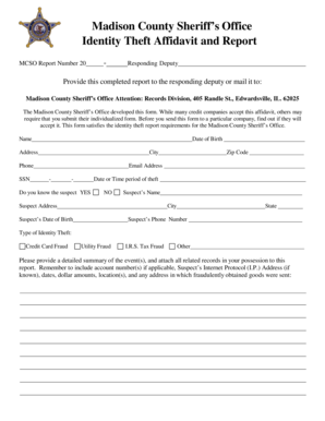 Identity theft form - Identity Theft Affidavit and Report - Madison County Government - co madison il