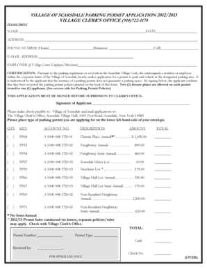 Scarsdale Parking Permit Application