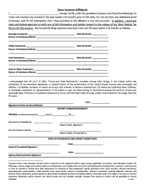 Zero Income Affidavit