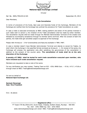 Trade Cancellation Request Form