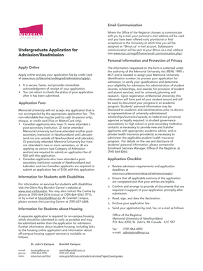 Memorial University Undergraduate Application Form