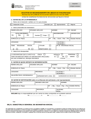 Solicitud de Reconocimiento del Grado de Discapacidad
