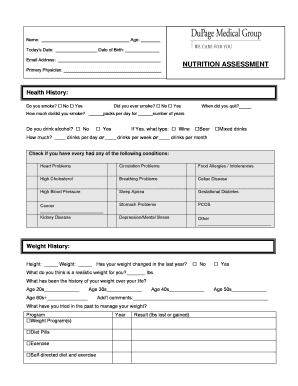 Nutrition Assessment Form