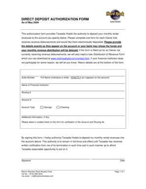 Direct Deposit Authorization Form