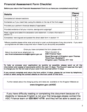 Adult Social Care Financial Assessment Form