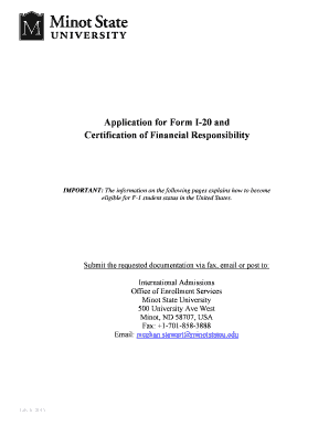 Application for Form I-20 and Certification of Financial Responsibility