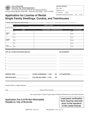 Rockville Rental License Application