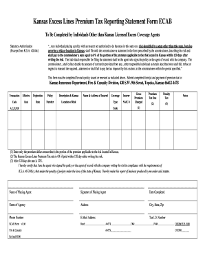Kansas Excess Lines Premium Tax Reporting Form ECAB