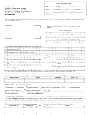 New Mexico ES-802 Employment Tax Registration Form