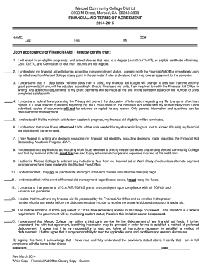 Merced Community College Financial Aid Terms of Agreement