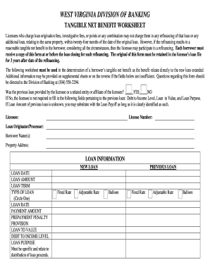 Tangible Net Benefit Form - West Virginia Division of Financial