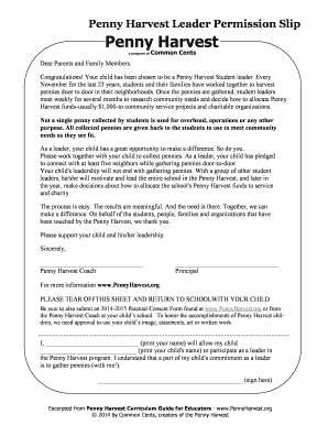 Student Leader Permission Slip - pennyharvest