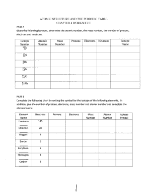 Atomic Structure Worksheet