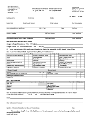 Illinois Wesleyan University Health Form
