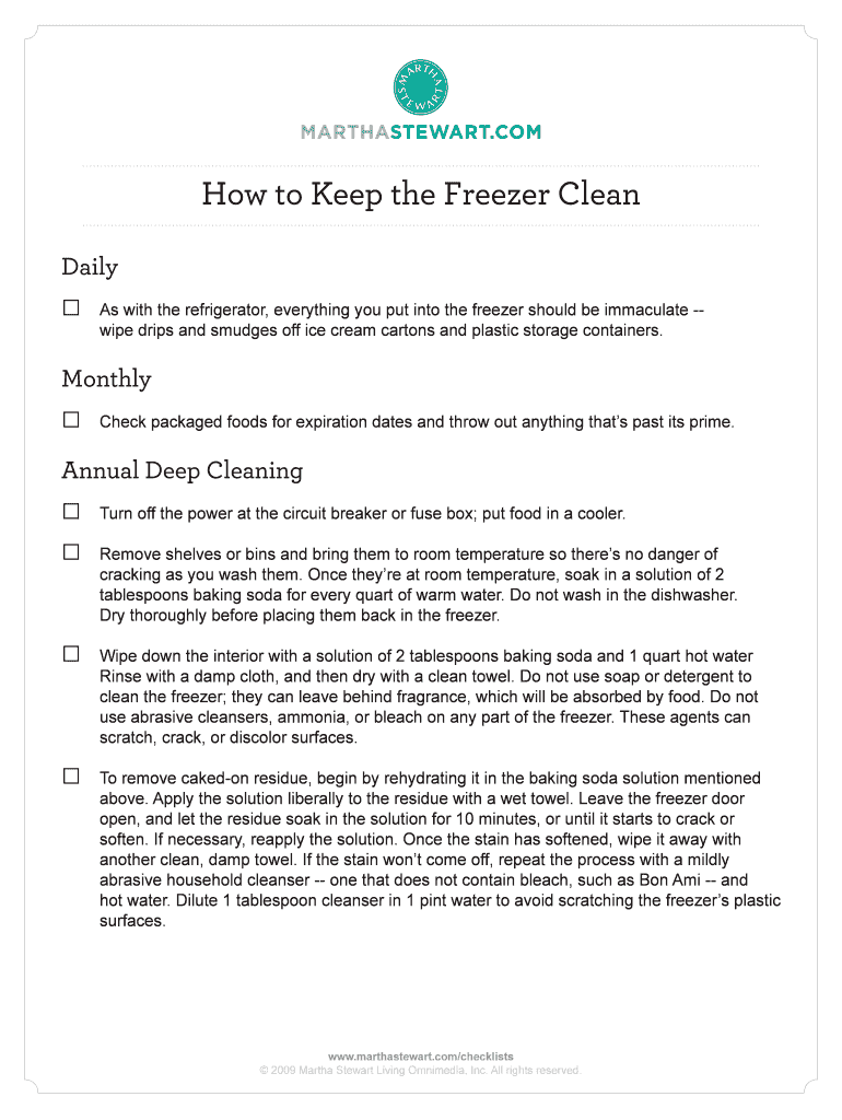 Fillable Online How to Keep the Freezer Clean Fax Email Print pdfFiller