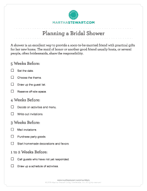 Bridal Shower Planning Checklist
