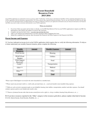 Parent Household Resources Form