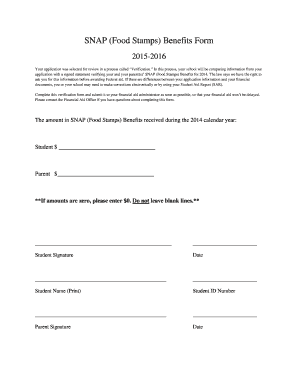 SNAP Benefits Verification Form