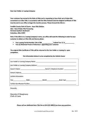 Ohio Out-of-State Title Transfer Form