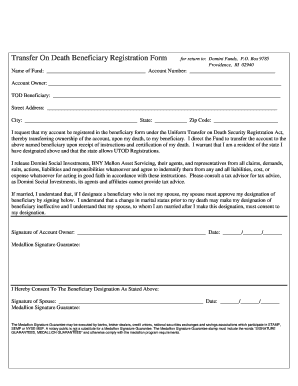 Transfer On Death Beneficiary Registration Form