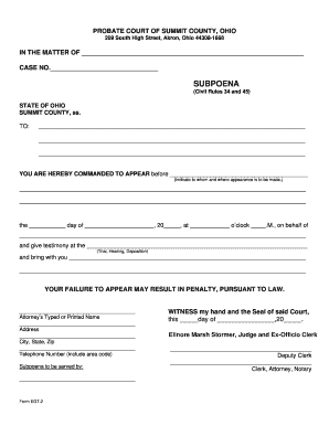 Ohio Subpoena Form