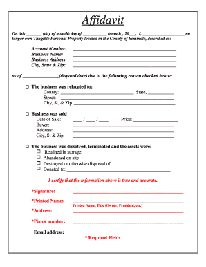 Affidavit of Tangible Personal Property Disposal