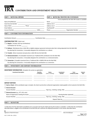 Roth IRA Contribution Form