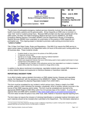 New York State EMS Reportable Incident Form