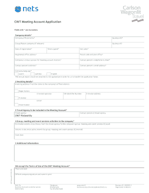 CWT Meeting Account Application