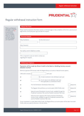 Regular Withdrawal Instruction Form