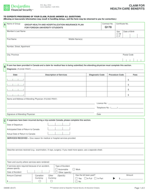 Health Care Benefits Claim Form