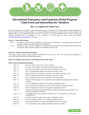 International Dental Claim Form