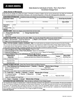 Delta Dental Enrollment Change Form
