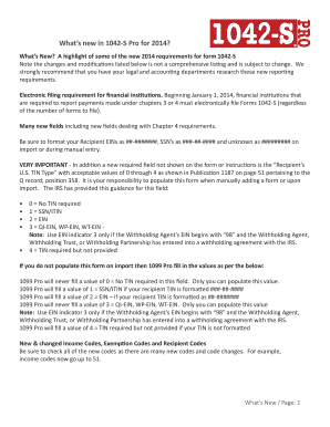 IRS Form 1042-S 2014 Updates