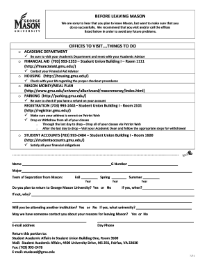 George Mason University Departure Form