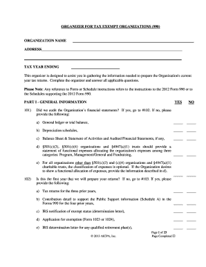 Form 990 Organizer for Tax Exempt Organizations