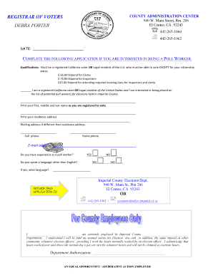California Poll Worker Application Form