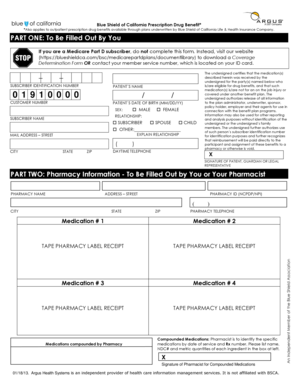 Blue Shield of California Prescription Drug Benefit Form