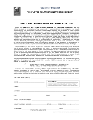Employee Relations Background Check Authorization Form