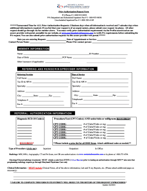 Prior Authorization Request Form