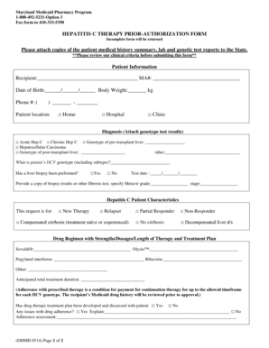 Maryland Hepatitis C Therapy Prior-Authorization Form