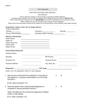 Xolair Prior Authorization Form