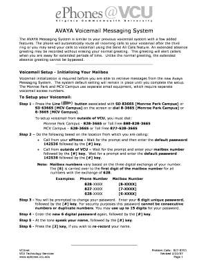 Avaya Voicemail User Guide - VCU School of Business - business vcu