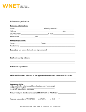 Volunteer Application Form