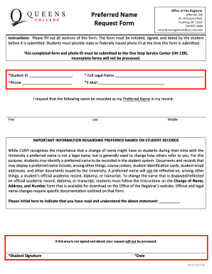 Preferred Name Request Form
